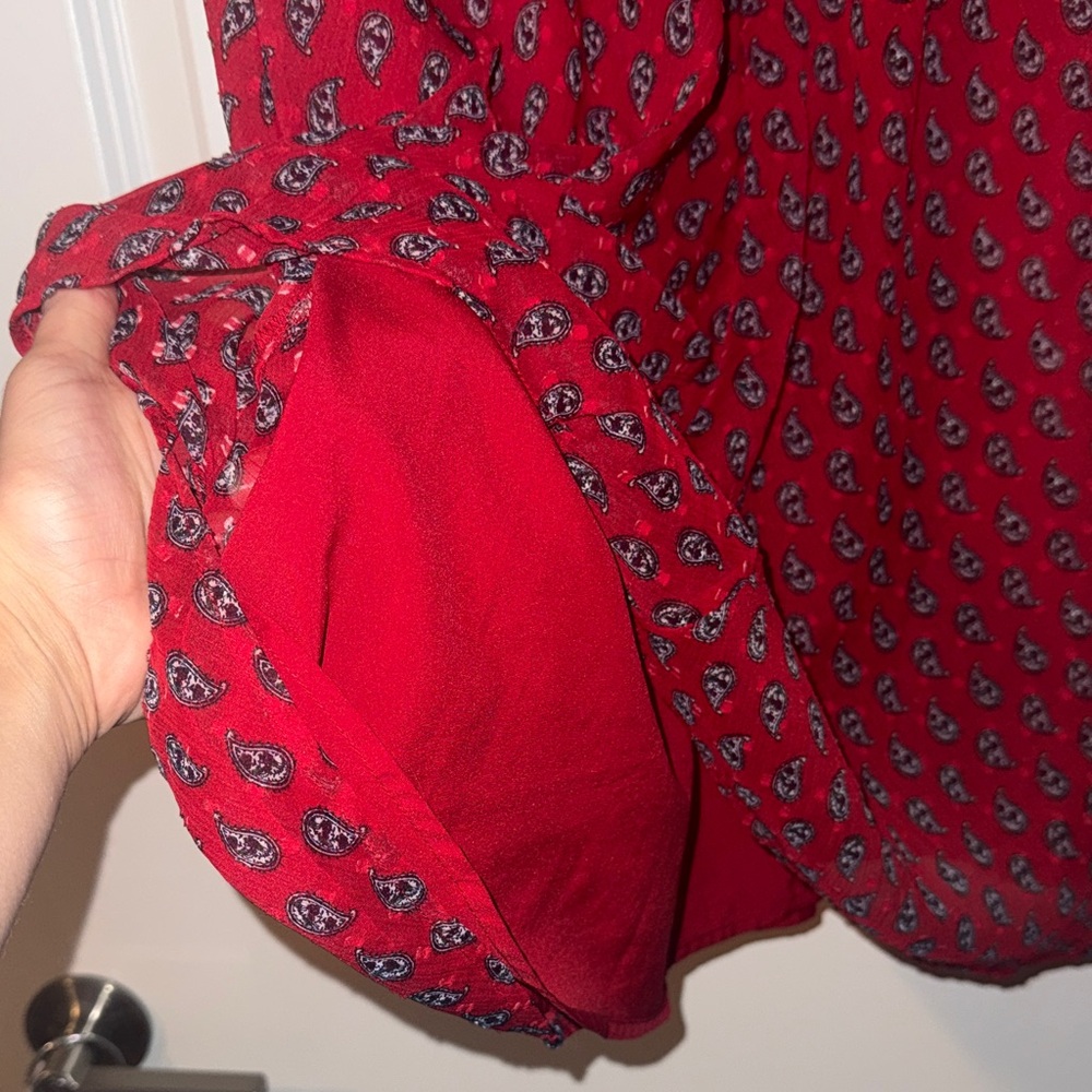 LOFT Red Mini Dress with Pattern - Picture 6 of 6